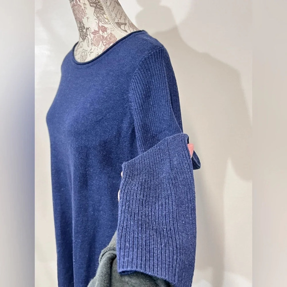 MAGASCHONI Navy Blue scoop neck sweater size L. - Picture 4 of 14